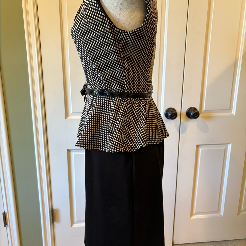 Dressbarn Black and White Peplum Pencil Dress - Picture 5 of 8
